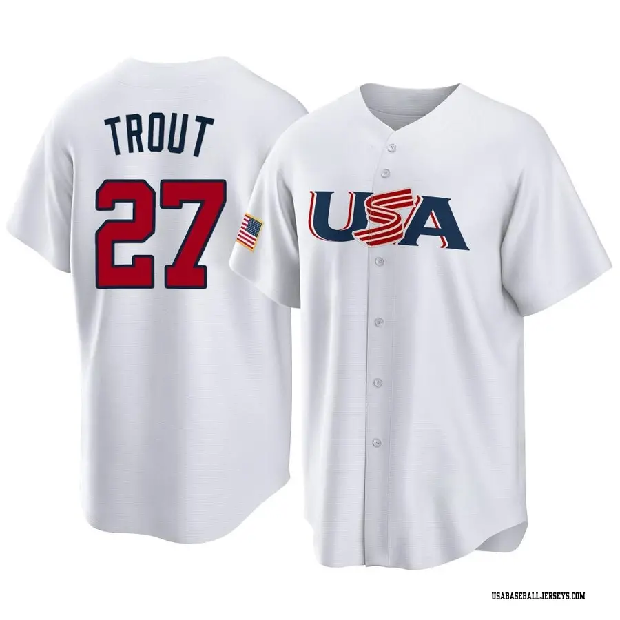 Youth USA Baseball Mike Trout White 2023 World Baseball Classic Replica  Player Jersey